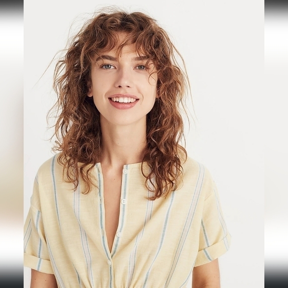 Madewell Drawstring-Waist Shirt in Atlantic Stripe S - Picture 3 of 12